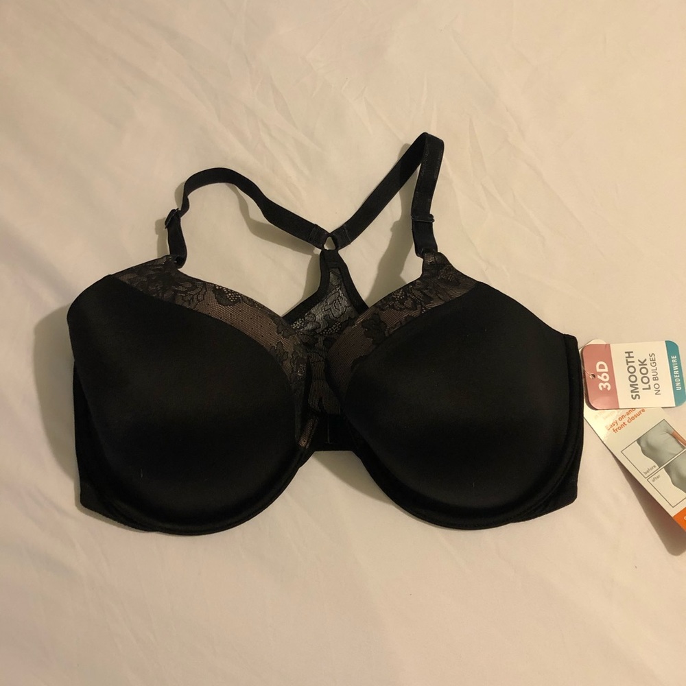 Front closure racer back black bra